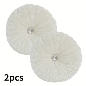 TEMU 2개 솔리드 컬러 베개, 호박 라운드 주름 베개, 소파, 침대, 의자 쿠션에 부드럽고 편안함, 세탁기 사용 가능, 사계절 홈 데코