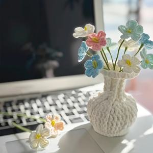 TEMU 수제 크로셰트 포레스트미나트 꽃 화분 홈 데코 니트 인공 식물 테이블탑 장식품