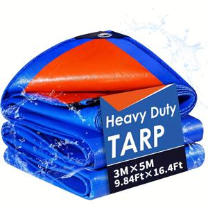 TEMU 1개 헤비듀티 타포린, 자외선 차단 및 방수 기능, 다목적 폴리에틸렌 타포린 (골드 & 오렌지), 건설/장소/농업용 강화 가장자리 및 그로멧 포함, 찢어짐 방지 쉐이드 천