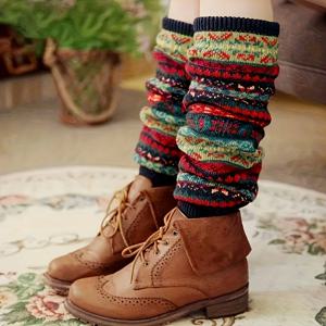 TEMU 여성용 무릎 위 부츠 양말, 아크릴 100% 두껍고 따뜻한 레그 워머, 자수 디테일이 있는 트라이벌 패턴, 니트 원단, 기계 세탁 가능 - 가을 겨울 따뜻함