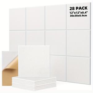 TEMU HERTBER 28개 셀프 접착형 아코스틱 폼 패널, 12x12x0.4인치, 고밀도 사운드프루프 티일, 가정, 스튜디오, 사무실, 벽 및 천장 사운드 감소에 적합, 녹음 스튜디오, 극장, 콘서트 홀에 이상적