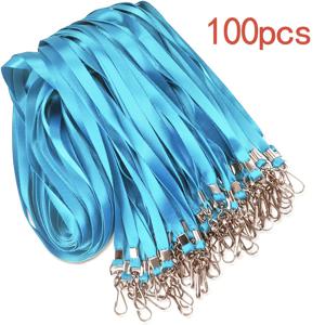 TEMU /100개 블루 폴리에스터 라니어드 스위블 후크 및 배지 클립 - ID 배지, 이름 태그, 액세스 제어용 내구성, 조절 가능한 플랫 코드 - 영어 언어, 텍스트 없음