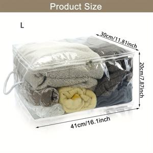 TEMU RIKOOI 다양한 사이즈 투명 PVC 수납백 (지퍼 & 손잡이 포함) - 이불, 침구용품, 쿠션을 위한 멀티파보스 사각형 정리함 | 먼지 방지 옷장/침대 밑수납통, 가정과 기숙사에 적합한 DIY 필수템|내구성 있는 토트백으로 완벽한 크리스마스·할로윈·추수감사절 선물, 클래식 디자인, 튼튼한 제작, 기숙사 필수품, 침대 아래 수납