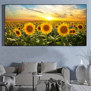 TEMU 액자 없는 캔버스 벽 예술 1개 - 선명한 밭의 일몰 풍경, 침실, 거실, 사무실 또는 카페 장식용 수평 풍경화, 현대적인 홈 , 실내외 사용 가능, 기숙사 액센트 | 활기찬 벽 예술 | 질감 있는 아트 피스