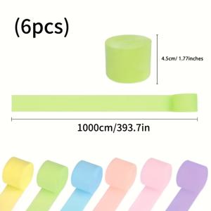 TEMU 6롤 파스텔 티슈 리본 - 각 1000cm, 부드러운 색상으로 우아한 생일, 웨딩, 파티 장식에 완벽, 공예 및 꽃다발 제작에 적합