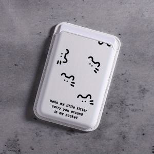 TEMU 새 패션 크리에이티브 고급 인조 가죽 블랙 고양이 패턴 자석 카드 클립 아이폰 16 15 14 프로 맥스 지갑 초박형 보호 디자인 1-3 신용 카드 또는 신분 카드를 보관할 수 있습니다. K1