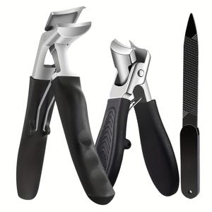 TEMU 노인용 두꺼운 손톱 3pcs, 각도 조절 헤비듀티 발톱깎이 + 먼지 받이, 넓은 개구부 남녀공용 손톱깎이, 날카로운 스테인리스 스틸 네일 커터, 완벽한 크리스마스 선물|손톱깎이