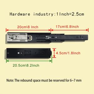 TEMU 초단축 8인치 푸시 버튼 리바운드 레일, 폴리시드 메탈 피니시, 자체 팽창 캐비닛 트랙, 도구 없음 설치, 컴퓨터 데스크용 20cm 서랍 슬라이드 트랙, 서랍 시스템 | 세련된 메탈 피니시 | 메탈 구조, 가구 슬라이더 및 액세서리