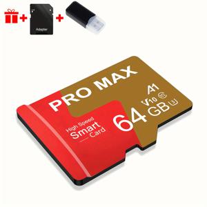 TEMU 1개 64GB/32GB/16GB/8GB/4GB/2GB/1GB 메모리 카드 + 카드 리더 및 어댑터, 고속 SD 카드, A1 C10 TF 카드 - 태블릿/카메라/차량용 드라이빙 레코더/자동차 오디오/게임 콘솔용, 실제 용량 보장! 파일을 안전하게 저장하세요