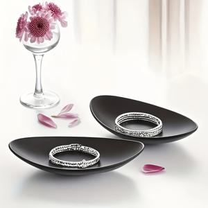 TEMU 1개 우아한 블랙 오벌 주얼리 & 키 트레이 - 클래식 폴리싱 멜라민 보관함 (반지, 열쇠, 장식용) - 홈 데코 정리함 (할로윈, 크리스마스, 부활절, 어머니날, 아버지날), 주얼리 선물 상자, 아트적 공예품