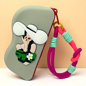 TEMU 1개 실리콘 안경 케이스 - 캐릭터 디자인, 스크래치 방지 보호 파우치, 여성용 컬러풀 패션 선물, 어머니날, 생일, 아내, , 딸을 위한 귀여운 안경 케이스, 엄마와 딸을 위한 선물, 튼튼한 스트랩 및 장식 랜야드