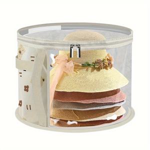 TEMU 스택 가능한 모자 보관 바구니 정리함 - 접이식 투명 하단 칸막이, 방진 및 방습 기능, 공간 절약형 옷장/욕실/사무실용 모자·장난감·액세서리 정리함 - 크리스마스 선물로 이상적인 클리어 지퍼 수납통, 컴팩트 디자인, 튼튼한 구조, 홈 오거나이저