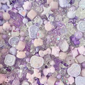 TEMU 100g 화려한 퍼플 비즈 주얼리 키트 - DIY 목걸이 & 폰 스트랩 제작 소품, 우아한 자수정 톤 액세서리와 탄성 끈 포함, 주얼리 만들기 키트, 생동감 넘치는 퍼플 비드 공예 세트