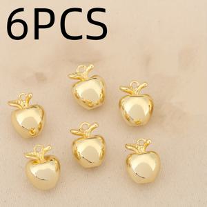 TEMU 6개입, 유럽 & 미국 스타일 - 고급스러운 구리 미니 애플 참 & 펜던트, 남녀공용 패션 DIY 목걸이 주얼리 만들기 액세서리