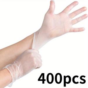 TEMU 400개/팩, 식품 서비스용 일회용 파우더프리 투명 비닐 장갑, 파우더 프리 장갑,식품 서비스용 장갑,파우더 프리 소재,위생 중심의 전문가들,레스토랑 직원,욕실 위생,거실 공간 청소
