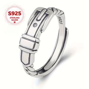 TEMU 스털링 실버 패션 벨트 버클 링 - 스타일리시 스트릿웨어 여성 인덱스 핑거 링, 데일리 웨어, 발렌타인데이, 어머니날, 크리스마스, 뮤직 페스티벌 & 사계절용, 트렌디한 액세서리, 피스,정교한 장인 정신,선물 구매자