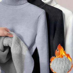 TEMU 남성 클래식 하이넥 스웨터 - 부드러운 스트레치 겨울 니트 재킷, 솔리드 컬러 캐주얼 & 포멀 웨어, 긴 소매 풀오버 코트, 내구성 좋은 쉬운 관리 다용도 스웨터 (손세탁/드라이클리닝) - 사무실, 세미 포멀 이벤트 및 일상 사용