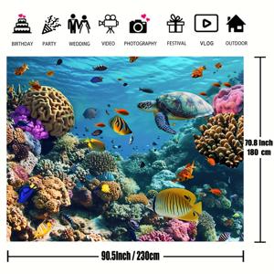 TEMU 수중 오아시스 사진 배경 - 수족관 및 다이빙 휴가 스튜디오 초상화용 컬러풀한 바다, 산호 및 물고기 장면