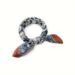 TEMU 빈티지한 남성용 실크 스카프 1개, 영국 스타일의 작은 사각 스카프, 목도리, 허리 과일 꽃 머리수건, 정장 포켓 스카프