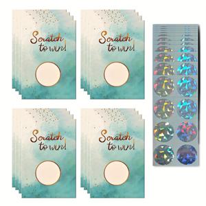 TEMU 소규모 기업을 위한 60장의 선물 증서 스크래치 카드 세트 - 휴일, 데이, 결혼식, 아기 샤워, 생일 및 파티 용품에 완벽합니다 ( 파스텔 블루와 골든)