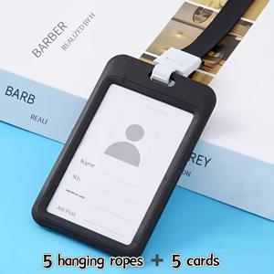 TEMU 10개 (5개 검은 카드 + 5개 레인더) 이중면 수직 ID 카드 보호 케이스 레인더 - 이중면 창 수직 하드 플라스틱 검은 보호 가방 사무실, 학교 및 여행용 - 하드 플라스틱 ID 카드 보호 케이스 인덕션 키 카드 및 슬롯 - 검은