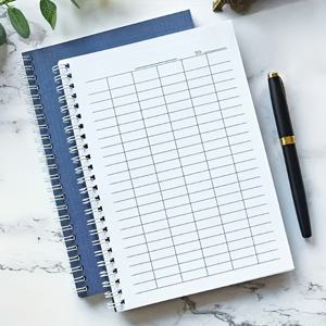 TEMU 1 A5 스파이럴 바인딩 그리드 종이 노트, 100페이지, 시간 추적, 순위 결정, 회계, 재고 관리, 이벤트 계획에 적합, 파란색 질감 커버, 가로 또는 세로 레이아웃 선택 가능