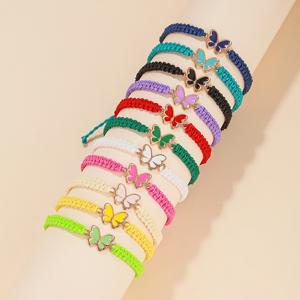 TEMU 컬러풀 나비 오일 드롭 펜던트 팔찌 여성용 조절 가능한 스택 가능 멀티피스 세트 11개