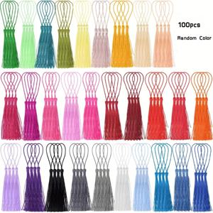 TEMU 50개/100개 13cm/5인치 실크 핸드메이드 소프트 미니 술 장식 - 루프 포함, 액세서리 제작, DIY 프로젝트, 북마크, 선물 포장용, 랜덤 컬러 패키지