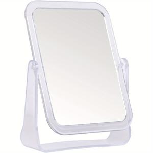 TEMU 360° 회전하는 HD 메이크업 미러 스탠드 - 선명한 유리, 왜곡 없음, 완벽한 메이크업 적용을 위한 유연한 직사각형 디자인, 면도 및 여행용, 여성 및 메이크업 애호가를 위한 완벽한 선물, 장식용 탁상 거울, 광택 마감 미러, 왜곡 없는 옵틱스