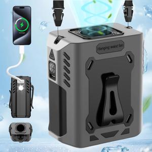 TEMU 2025 신형 목걸이형 휴대용 허리 선풍기, 미니 휴대용 선풍기 핸드헬드 손전등 3-in-1 충전식 파워뱅크 및 조명 기능, 6000mAh, 착용형 개인용 허리 선풍기, 5단계 풍속, 16000 RPM, USB 충전식 핸즈프리 목걸이 선풍기, 듀얼 클립 및 손전등 기능, 야외 건설 현장, 캠핑, 여행 등에 적합|휴대용에어컨|캠핑선풍기|에어컨선풍기