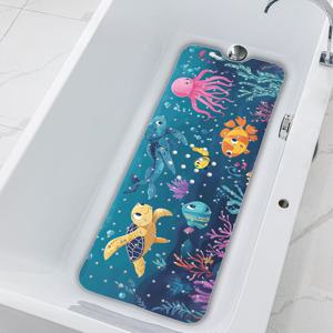 TEMU 수성 동물 욕조 매트, 흡입 컵 및 배수 구멍이 있는 화려한 아쿠아틱 동물 욕조 매트, 세탁기, 욕조, 바닥, 가정용으로 적합한 이상적인 욕실 액세서리