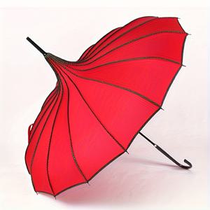 TEMU 우아한 16개 직선 막대와 곡선 핸들 레이스 트림 파고다 우산, 부활절, 발렌타인데이 또는 성 패트릭 데이 야외 사용에 완벽한 친구를 위한 최고의 선물