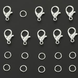 TEMU 200개 게오르기우스 클로 클립과 점프 링 세트, 100개 게오르기우스 클립과 100개 점프 링, 주석 합금, DIY 비즈, 스페이서 비즈 커넥터, 펜던트 목걸이 클립, 팔찌 커넥터, 오픈 링, 보석 만들기 소재