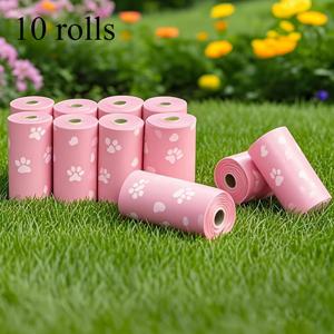 TEMU 75/150/225개입, 5/10/15롤 매우 두꺼운 누출 방지 강아지 배변 봉투, 발자국 디자인 - 튼튼하고 냄새 제어 기능이 있는 애완 동물 배변 봉투로 간편하게 청소, 내구성이 뛰어난 폴리에틸렌 소재, 야외 산책 및 애완 동물 배변 관리에 적합