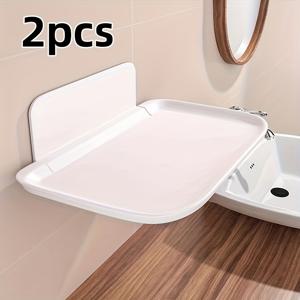 TEMU 2개 세트 무드릴 벽걸이 접이식 수납 선반 - 공간 절약형 욕실 정리대, 드릴 없는 설치, 접이식 선반, 컴팩트한 욕실/사무실/침실 수납, 작은 공간에 쉬운 설치, 디자인, 내구성 있는 플라스틱, 욕실용 벽걸이 선반, 드릴 없는 욕실 선반, 접이식 미니 선반, 욕실 폰 홀더, 욕실 액세서리, 욕실 캐비닛