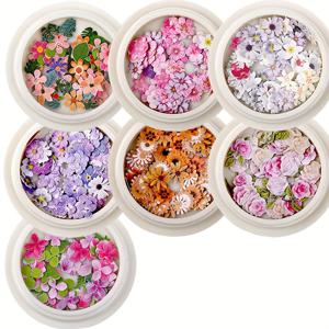 TEMU 350개/7박스 꽃 에폭시 수지 채우기, 혼합 색상 목재 꽃 - 장미, , 라벤더, 보석 만들기, 예술 DIY 공예, 데이 선물 네일 장식 제품, 수지 액체 채우기
