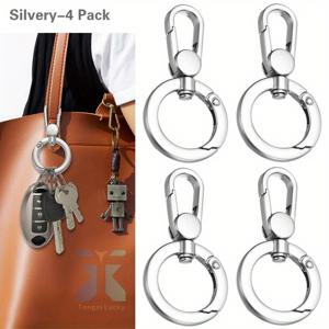 TEMU 라이트 럭셔리 메탈 텍스처 | 더블 오프닝 스프링 후크 도어 버클 4개 세트 | 회전 랍스터 클로 버클 | 루프가 있는 빠른 릴리스 랜야드 키체인 클립 | DIY 공예 액세서리 | 랜야드, 키체인, 핸드백, 백팩, 지갑, 가방 스트랩, 열쇠고리, 폰 케이스, DIY 공예에 적합 | 모던 다용도 골든/건메탈 실버|키링|키링부자재