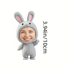 TEMU 맞춤형 얼굴 베개 - 당신의 사진이 들어간 커스텀 토끼귀 쿠션, 부드러운 그레이색, 이스터//할로윈 선물용 - 홈 데코 & 파티 장식 - 손세탁 전용 - 다양한 사이즈 옵션 - 모든 기념일을 위한 완벽한 맞춤 선물, 플러시 소재, 동물 애호가를 위한 재미있는 디자인