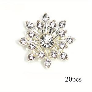TEMU 20개 눈꽃 카보숑 메탈 베이스 스트라스 글리터 라인스톤 버튼, 의류 신발 가방 액세서리 DIY 공예용