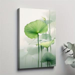 TEMU 1개 전통적 현대적인 연꽃 잎 유화 벽 예술 - 고급 목재 프레임 캔버스 인쇄, 30x45cm, 고품질 잉크, 거실·식당·사무실·바용 자연 영감 장식, 젠 홈 데코, 2D 평면, 방 꾸미기에 완벽