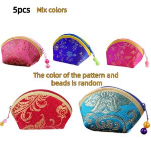 TEMU 빈티지 꽃 자수 코인 파우치 5개 세트 - 결혼식, 생일, 명절(크리스마스, 부활절, 추수감사절, 졸업)용 패브릭 선물 가방과 술 장식, 보석 보관 및 파티 용품 | 정교한 자수 | 비즈 장식