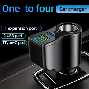 TEMU USB+Type-C 멀티펑션 자동차 충전기, 디지털 디스플레이, 12V-24V 범용 호환, 고속 차량 충전 어댑터, 휴대용 차량용 충전기, 고속 휴대폰 충전기, 여행용 충전기,자동차 충전,세련된 자동차 액세서리,컴팩트 디자인,내구성 있는 구조,튼튼한 구조,멀티포트 충전기,타입C 충전기,기술 애호가,차량 소유자