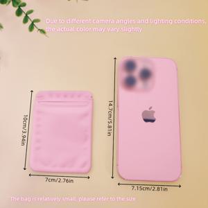 TEMU 50개 팩 핑크 자체 밀봉 가방 - 재사용 가능, 산화 방지, 매트 핏, DIY 블라인드 가방, 파티 및 휴일 선물 가방, 식품 및 과자 보관, 식품 보관 가방에 적합