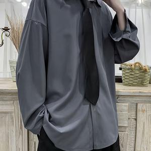 TEMU 남성 캐주얼 긴팔 버튼업 셔츠 - 단색, 클래식 칼라, 레귤러 핏, 올시즌 다용도 착용, 캐주얼 의상에 완벽, 올시즌 의류 | 클래식 칼라 셔츠 | 비탄성 소재