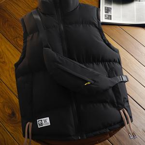 TEMU 가을 겨울 남성용 리버서블 두꺼운 조끼 자켓, 트렌디한 민소매 스탠드 칼라 양면 패션 두꺼운 조끼, 따뜻한 다용도 카디건 민소매 탑과 패션 숄더백|남자가방|민소매