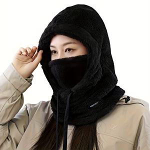 TEMU 남녀 공용 겨울 방풍 발라클라바 모자 1개 - 귀 보호 기능이 있는 보온 스키 후드, 얼굴 마스크, 손세탁 가능한 추운 날씨 장비, 가벼운 니트 플리스, 드로스트링 클로저|마스크