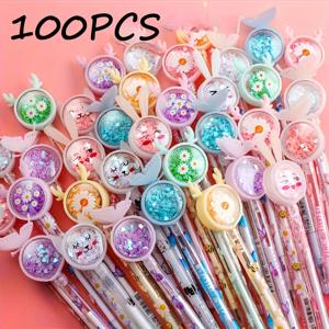 TEMU 100개 반짝이는 나비 꽃 젤펜 - 데이 및 파티 선물, 백투스쿨 문구용 글리터 나비와 꽃 디자인, 학교 준비물, 선물,장식용 펜,반짝이는 펜,부드러운 필기,중간 굵기,신기한 펜,꽃 펜,파티 플래너,창의적인 작가들