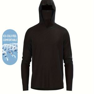 TEMU 남성용 퀵드라이 후디 운동 셔츠 - 풀 커버 헤드 랩 후디, 러닝, 헬스, 하이킹, 낚시용 쿨 웨더 퍼포먼스 탑 - 통기성 스트레치 원단 (블랙) / 세탁 가능, 슬림 스포츠웨어, 수분 흡수 기능, 내구성 있는 스포츠웨어, 아웃도어 어드벤처러용