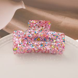 TEMU 우아한 빈티지 스타일 대형 아크릴 헤어 클로 클립 - 반짝이는 시퀸, 직사각형 오픈워크 디자인, 생일·파티·특별한 날을 위한 화려한 컬러 여성용 헤어 액세서리, 세련된 머리핀, 파티 헤어피스, 반짝임 마감