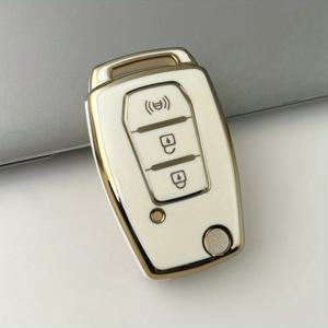 TEMU 쌍용 Kyron, Sanka, Actyon, Korando, Tivoli용 우아한 블랙과 골드 TPU 자동차 키 포브 케이스 - 내구성 있는 플립 리모컨 홀더와 보호 쉘, 자동차 리모컨 케이스